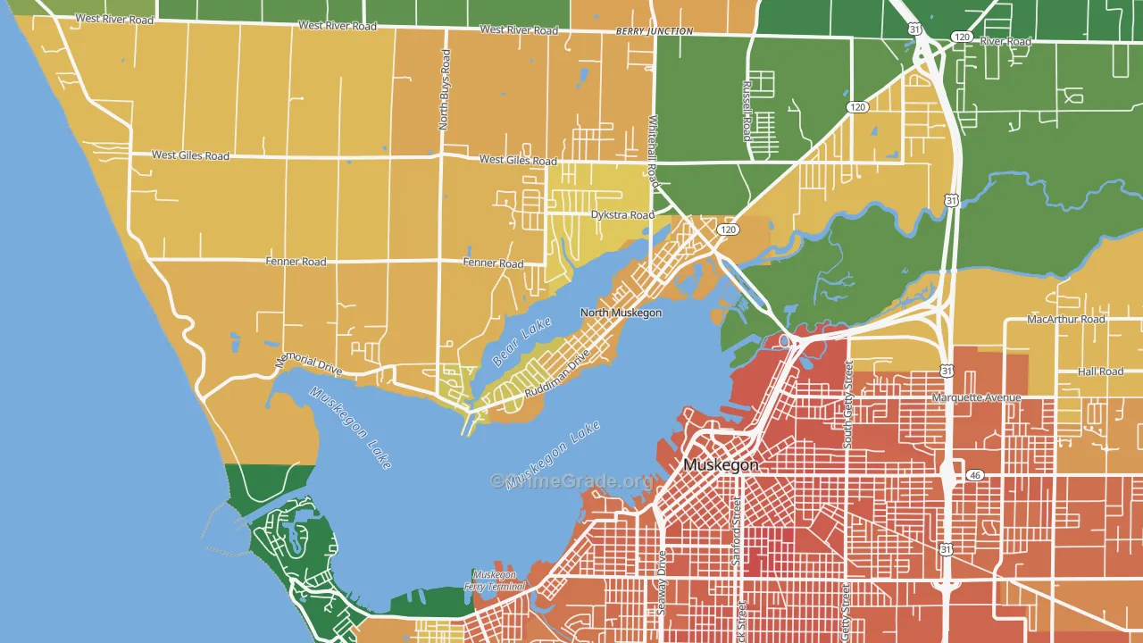 North Muskegon, MI Map of Murder Rates