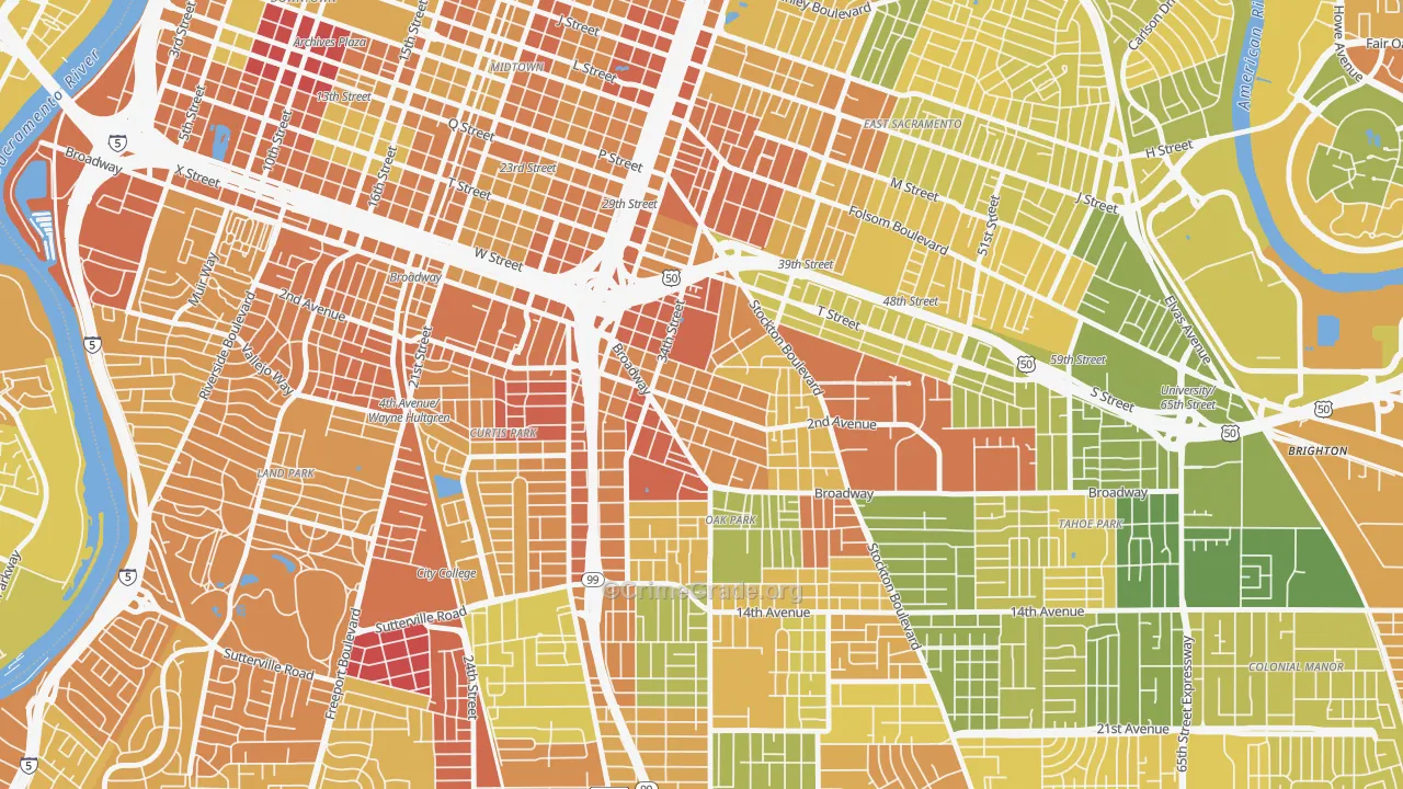 North Oak Park, Sacramento, CA Map of Murder Rates