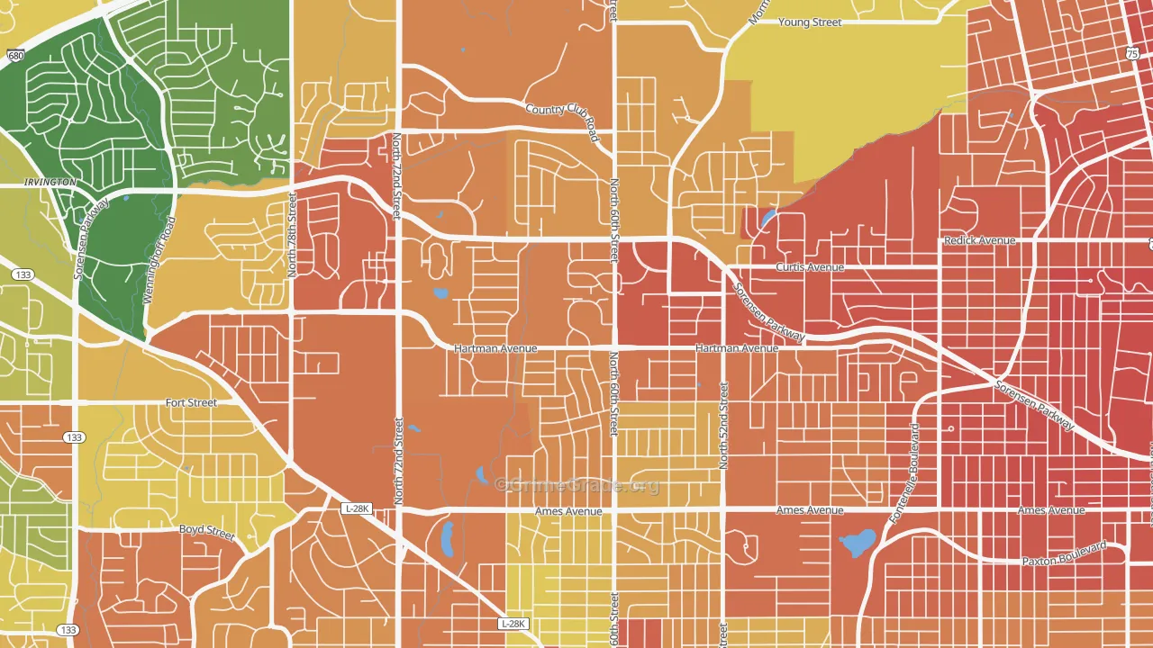 North Omaha, Omaha, NE Map of Murder Rates