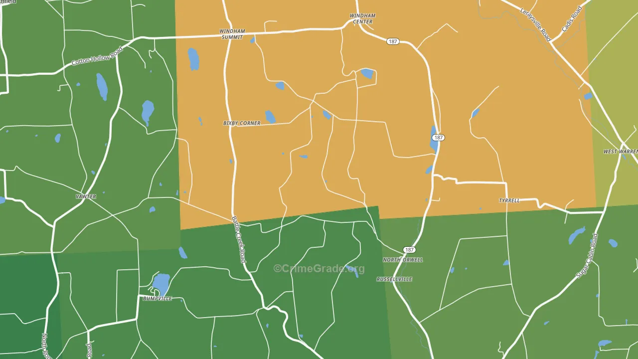 North Orwell, PA Map of Murder Rates