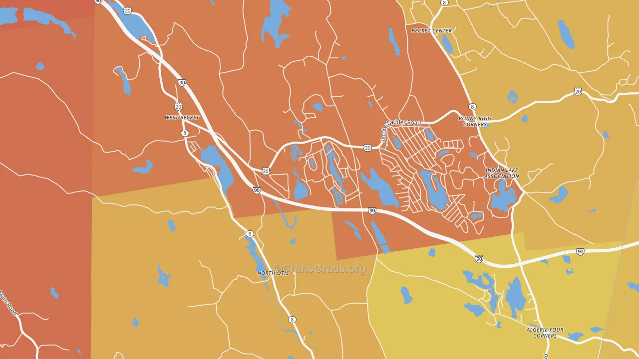 North Otis, MA Map of Murder Rates