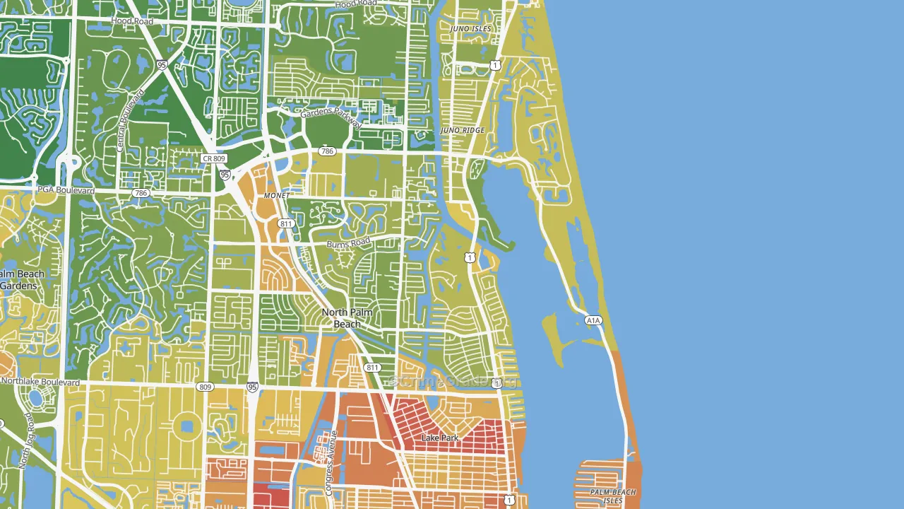 North Palm Beach, FL Map of Murder Rates
