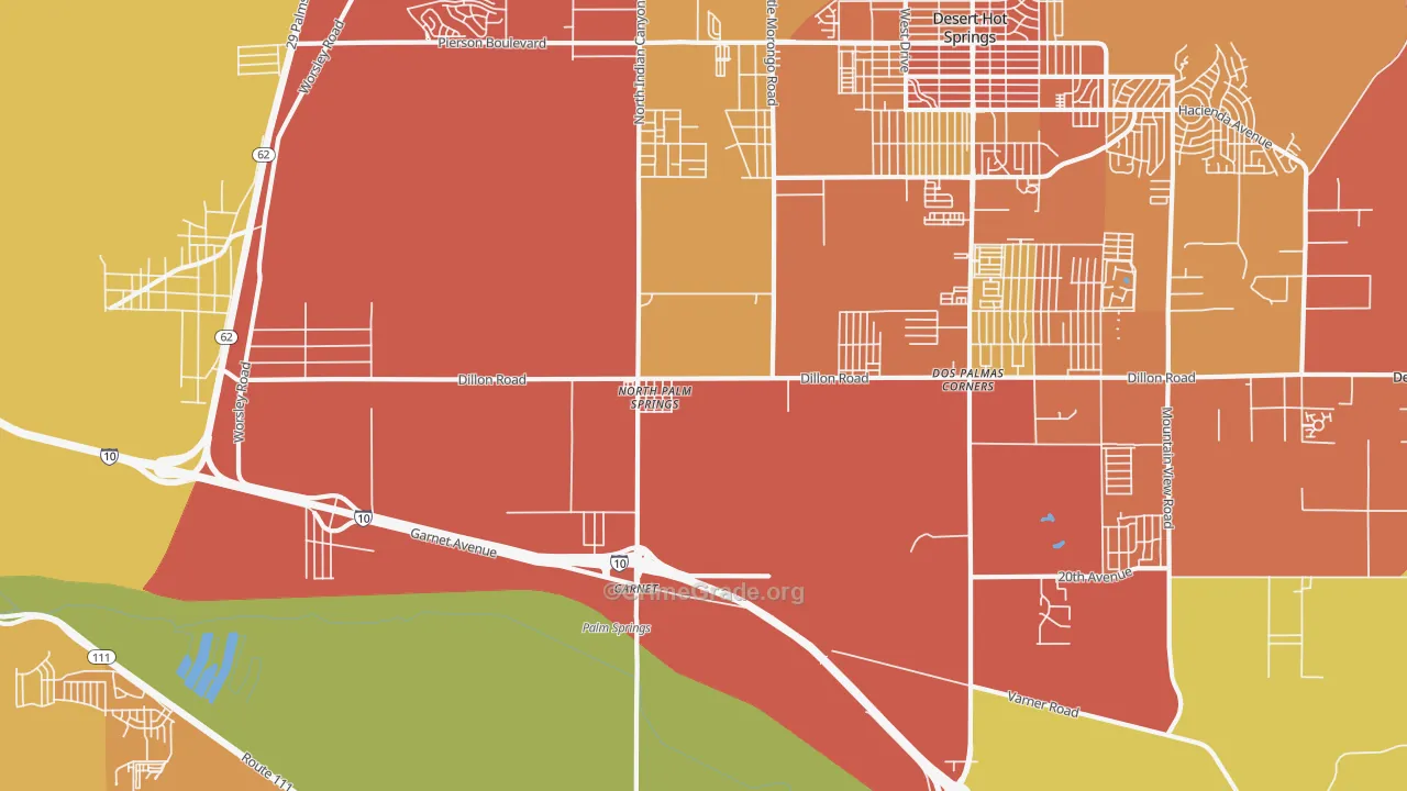 North Palm Springs, CA Map of Murder Rates