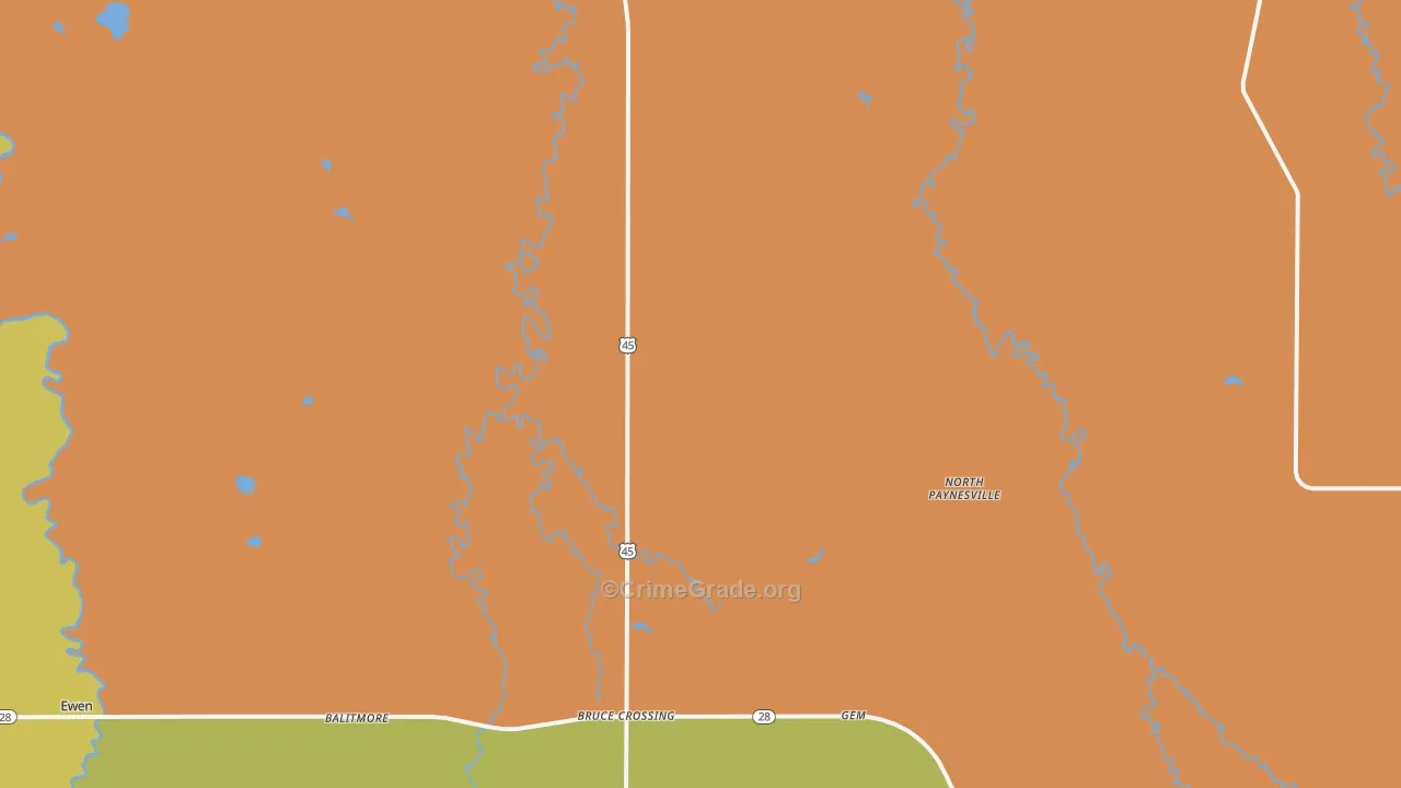 North Paynesville, MI Map of Murder Rates