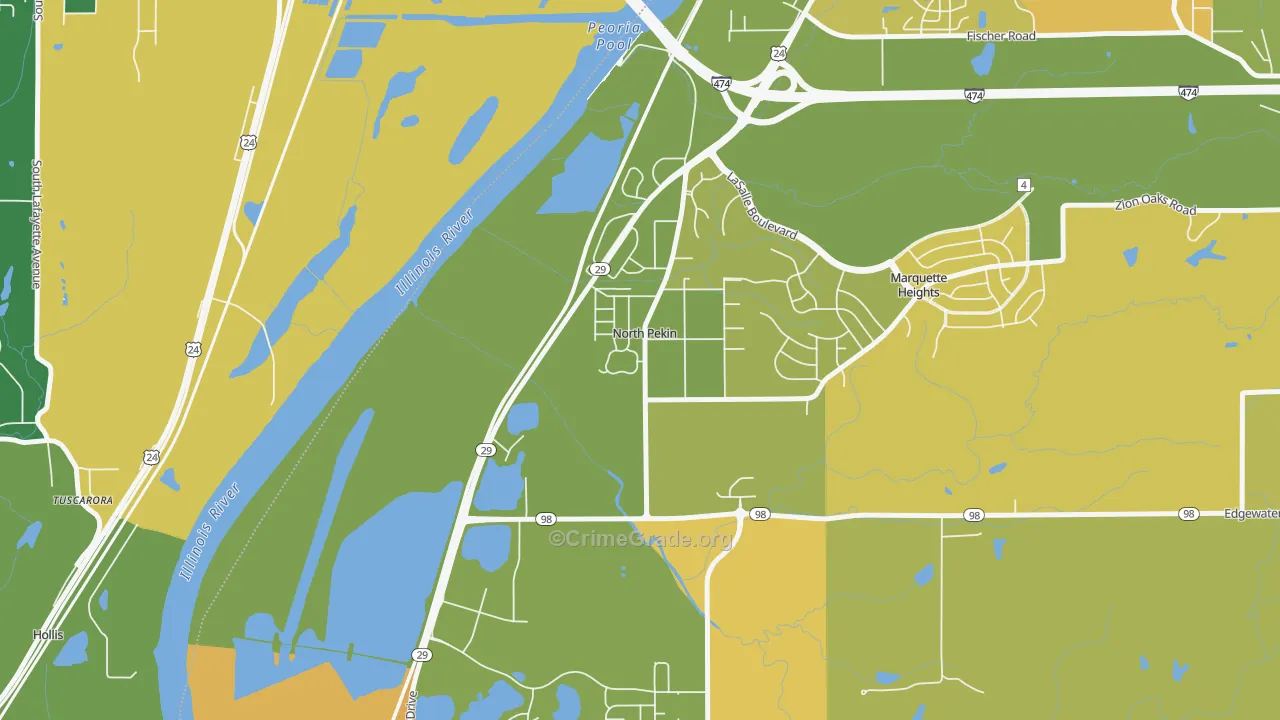 North Pekin, IL Map of Murder Rates