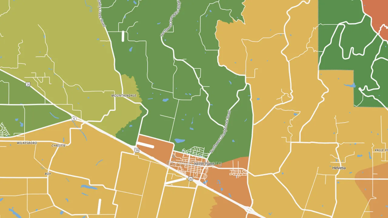 North Plains, OR Map of Murder Rates