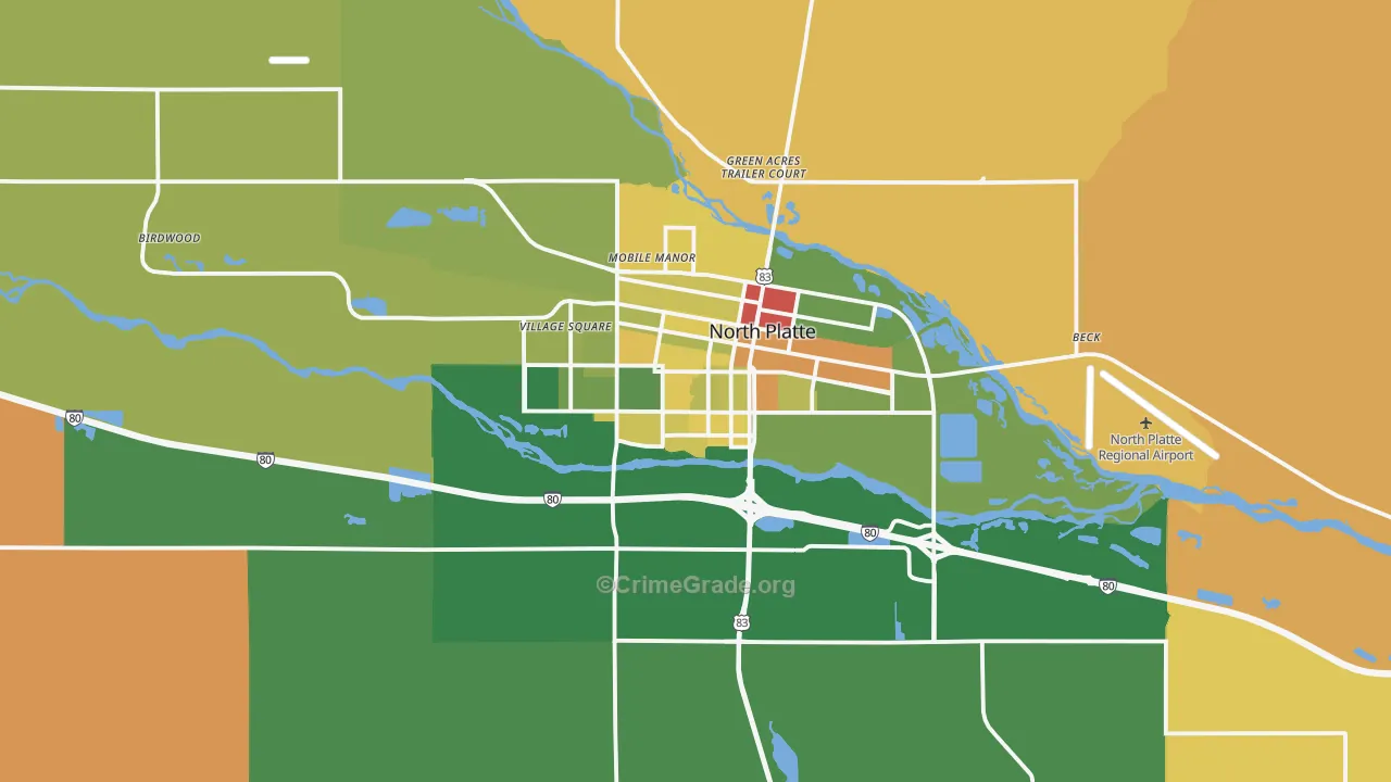 North Platte, NE Map of Murder Rates