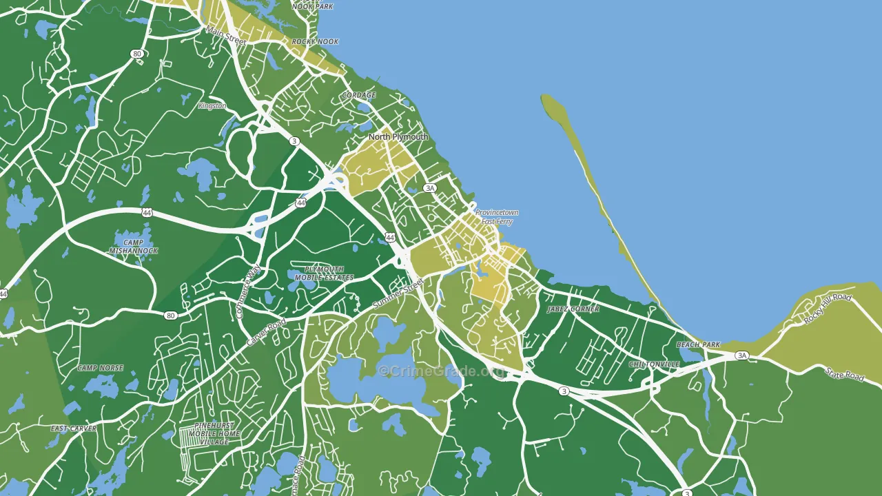 North Plymouth, Plymouth, MA Map of Murder Rates