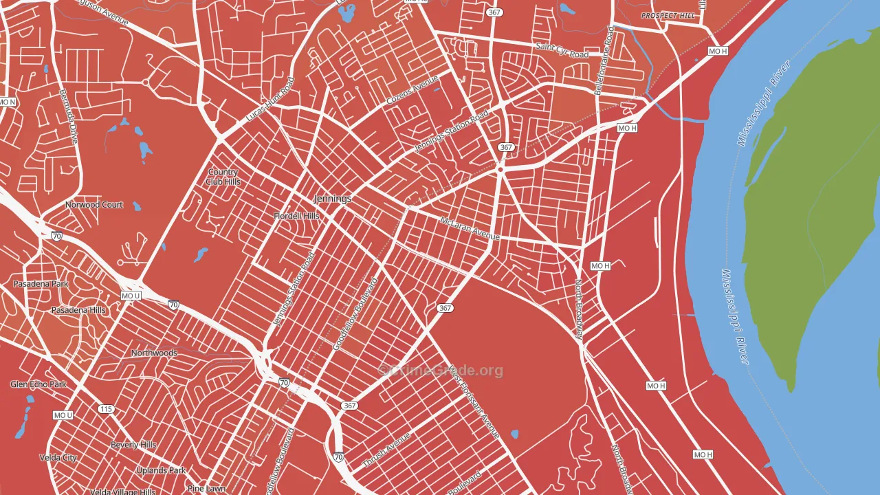 North Pointe, St. Louis, MO Map of Murder Rates