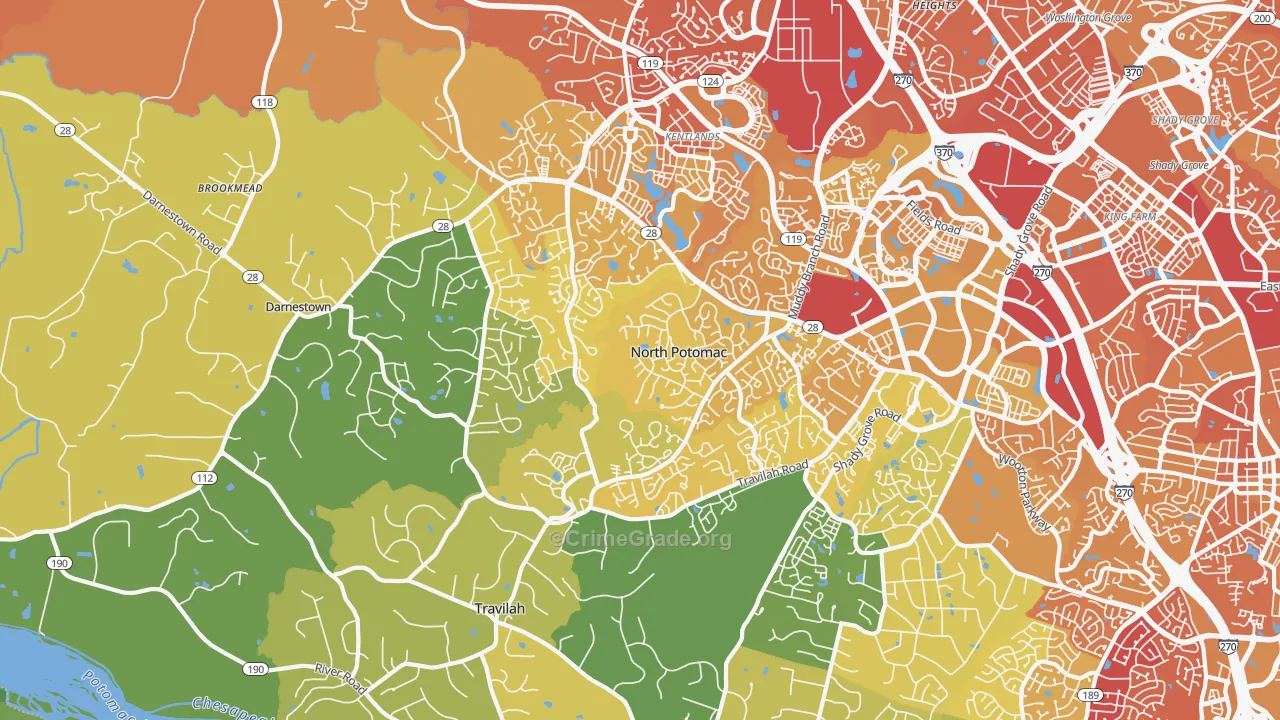 North Potomac, MD Map of Murder Rates