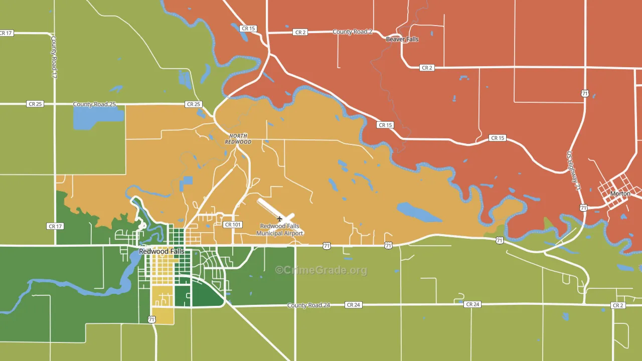 North Redwood, MN Map of Murder Rates