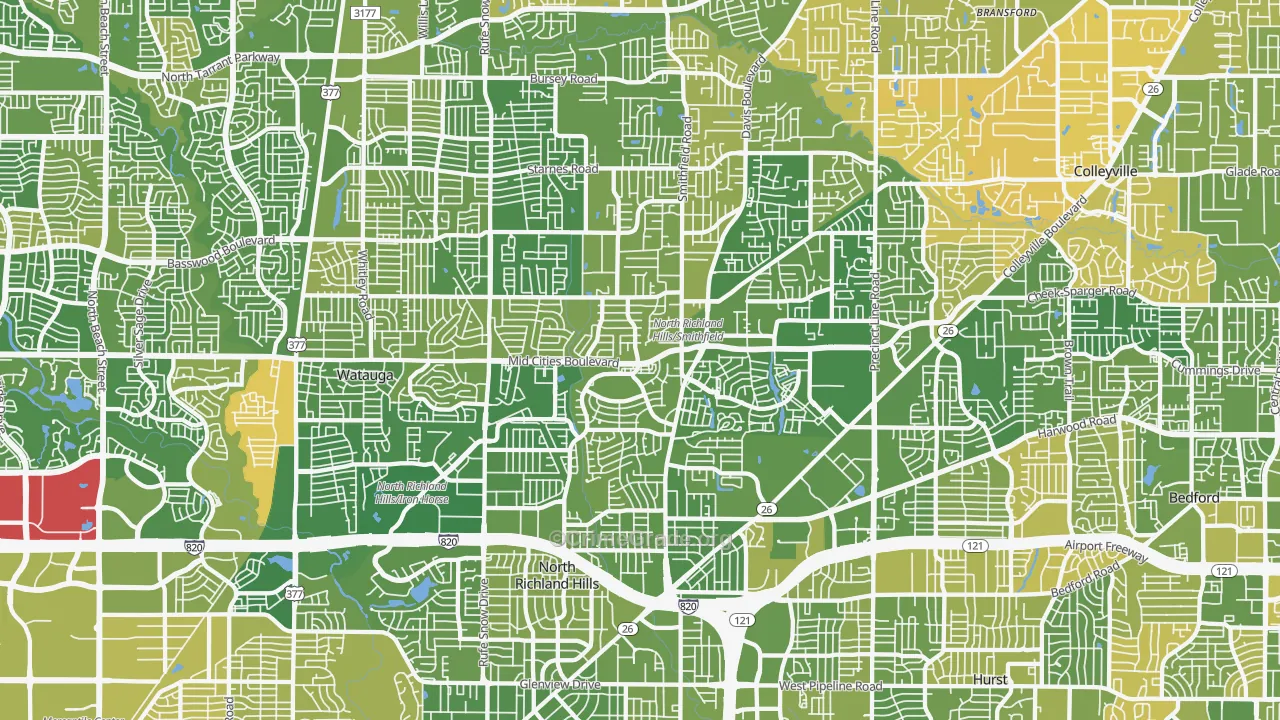 North Richland Hills, TX Map of Murder Rates