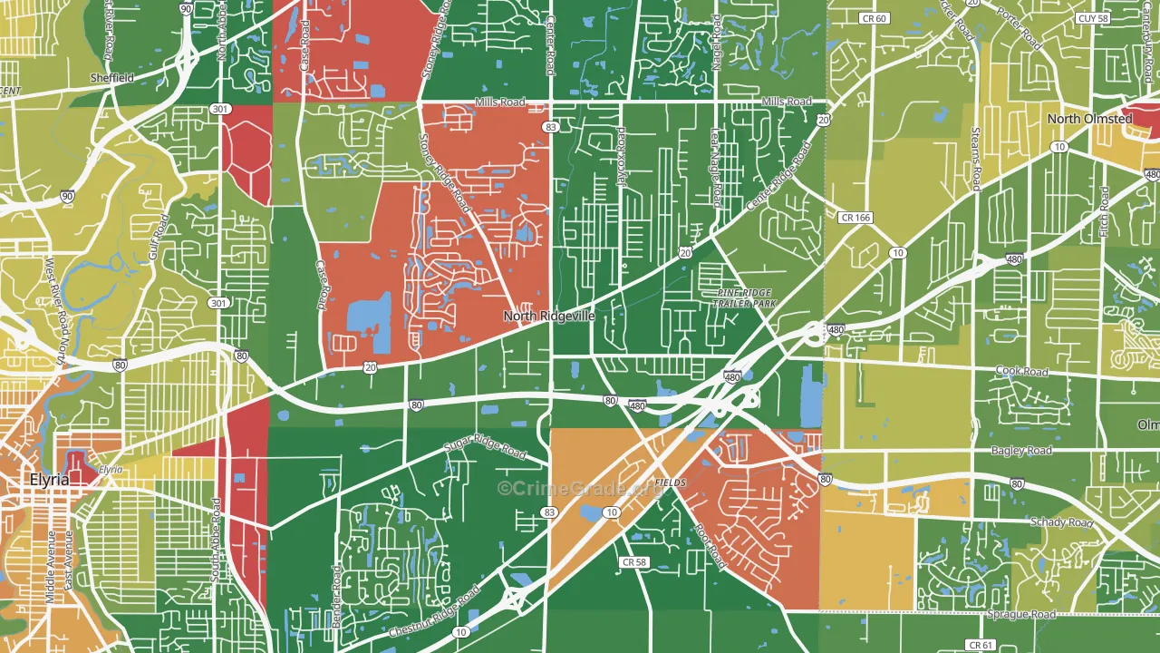 North Ridgeville, OH Map of Murder Rates