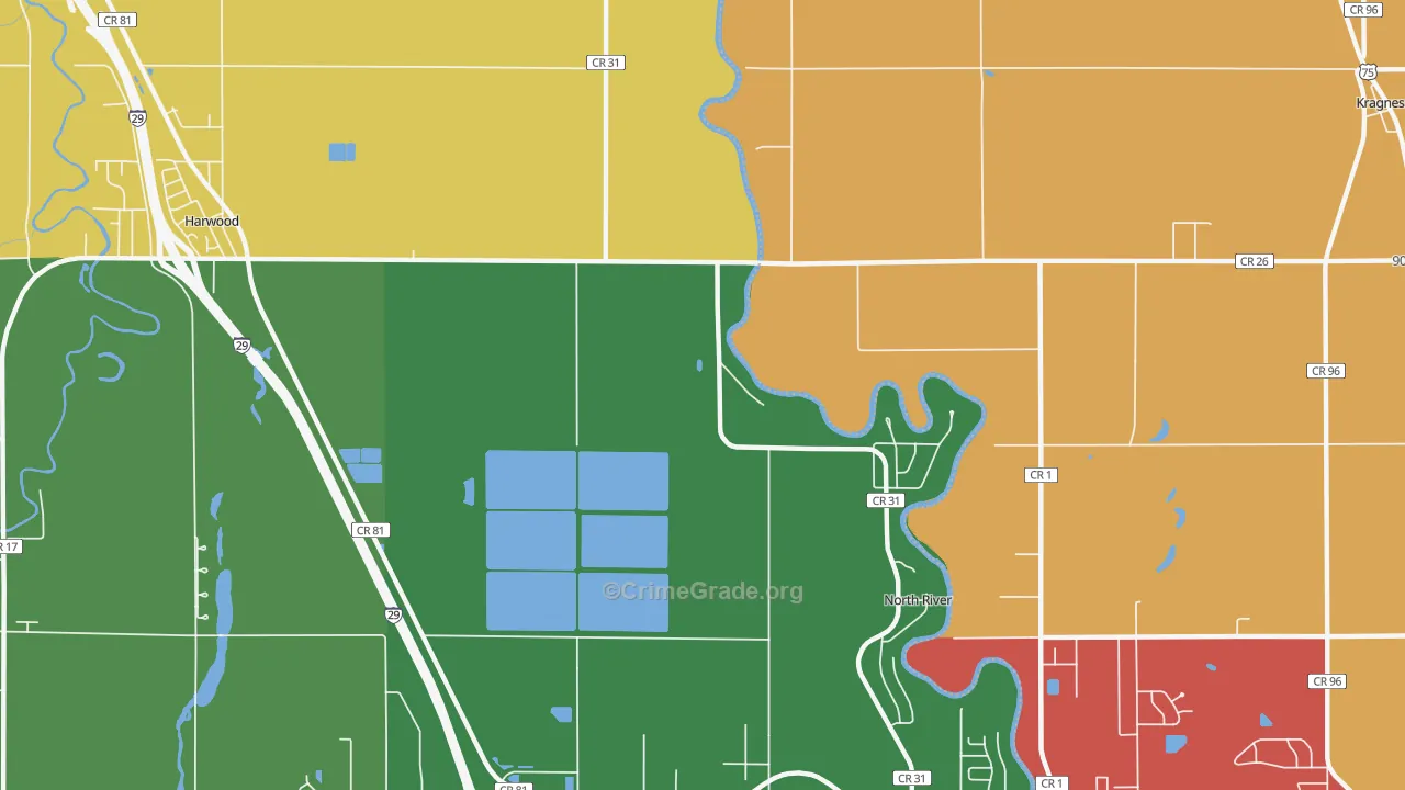 North River, ND Map of Murder Rates