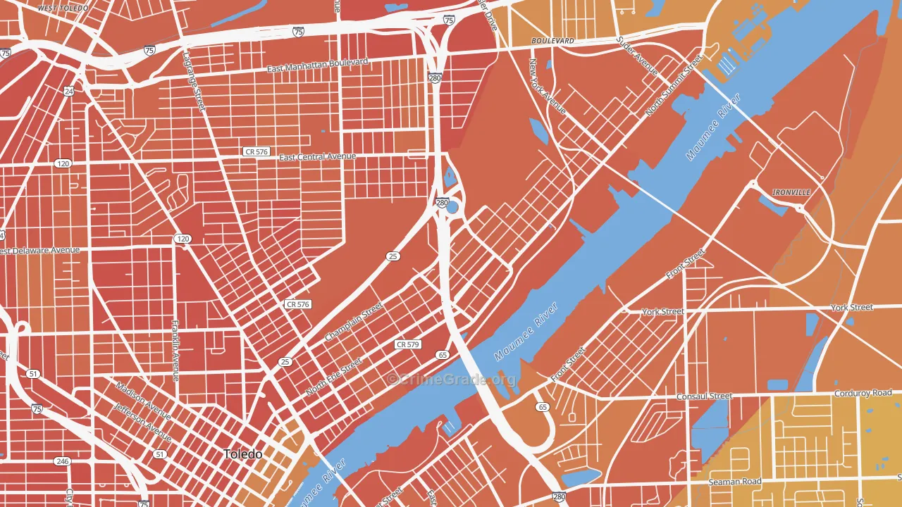 North River, Toledo, OH Map of Murder Rates