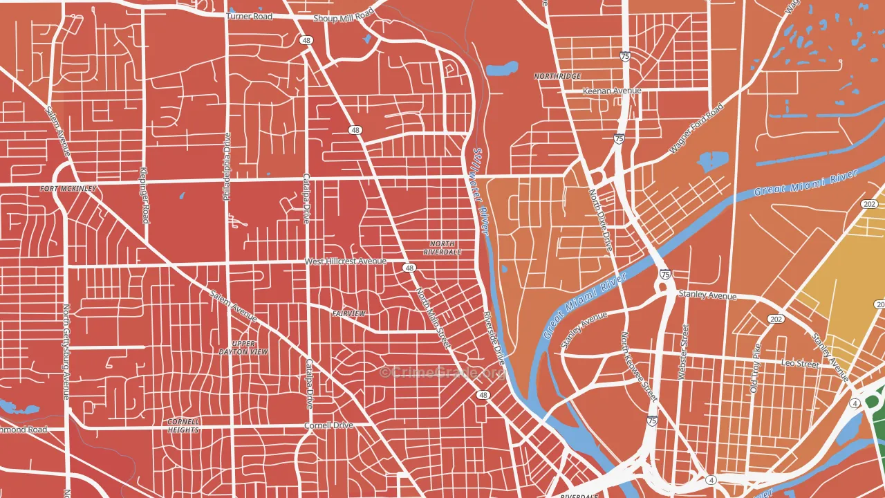 North Riverdale, Dayton, OH Map of Murder Rates