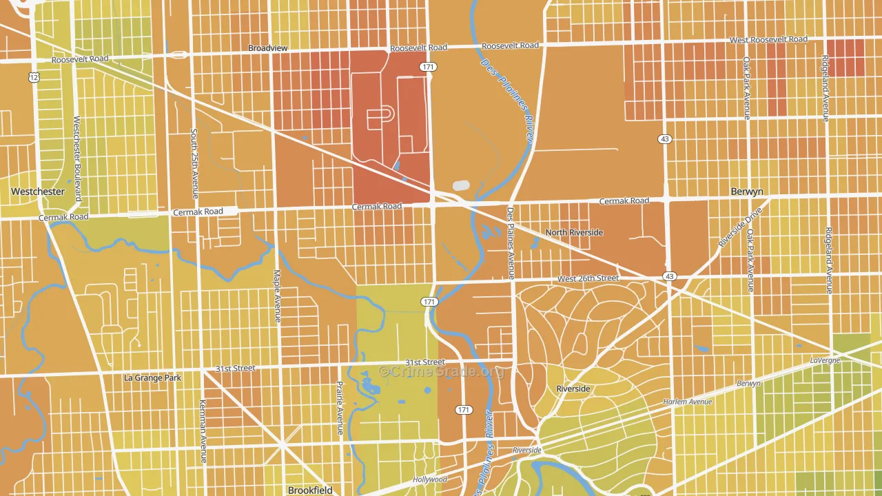 North Riverside, IL Map of Murder Rates