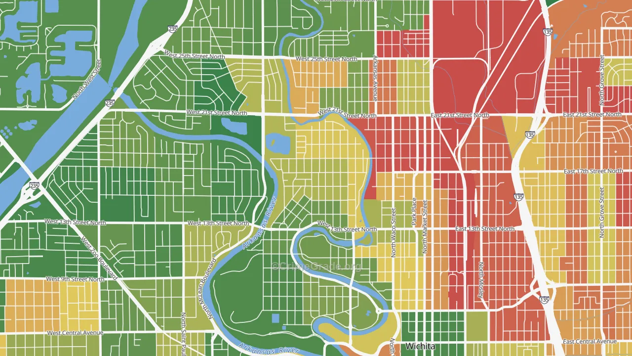 North Riverside, Wichita, KS Map of Murder Rates