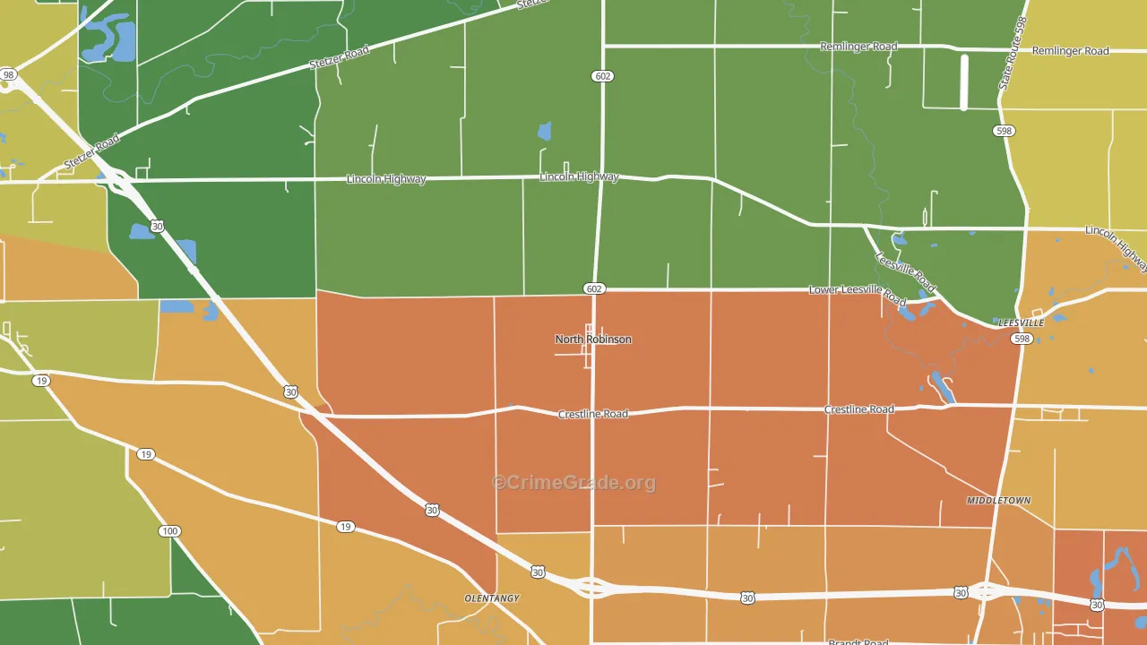 North Robinson, OH Map of Murder Rates