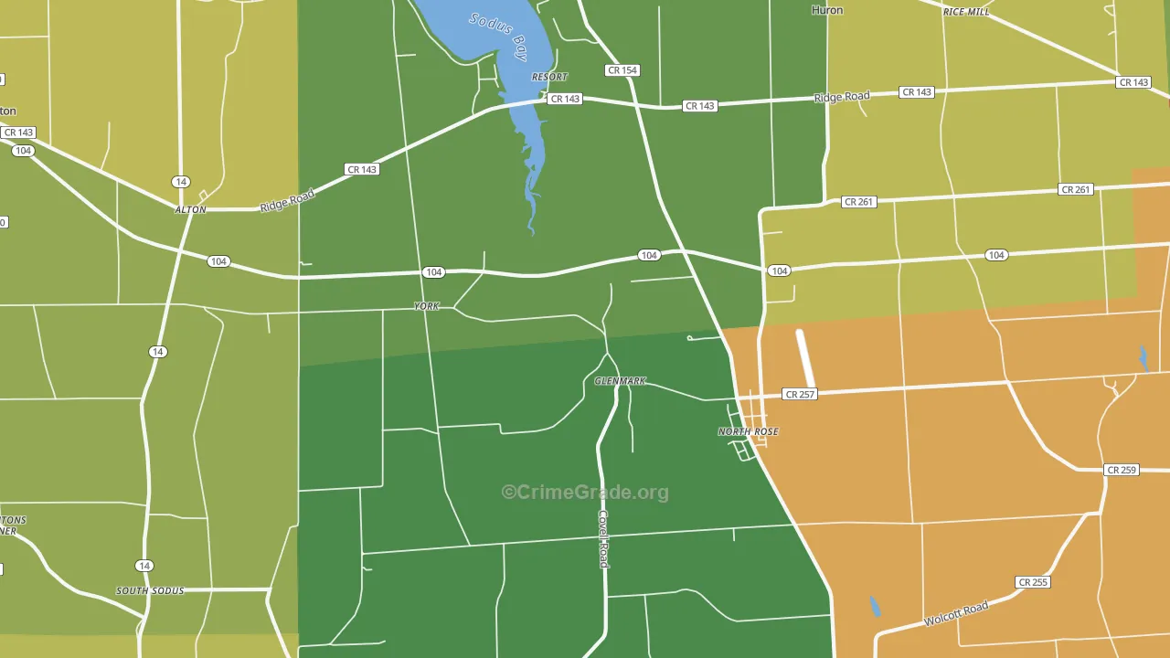 North Rose, NY Map of Murder Rates