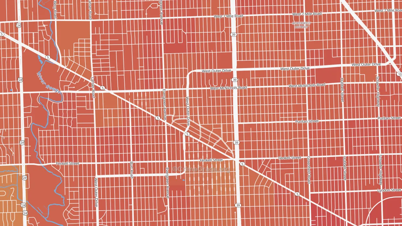 North Rosedale Park, Detroit, MI Map of Murder Rates