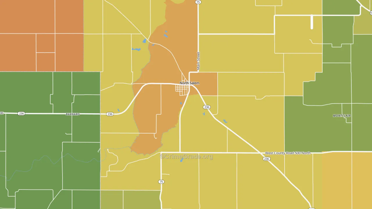 North Salem, IN Map of Murder Rates
