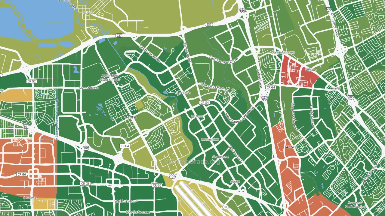 North San Jose, San Jose, CA Map of Murder Rates