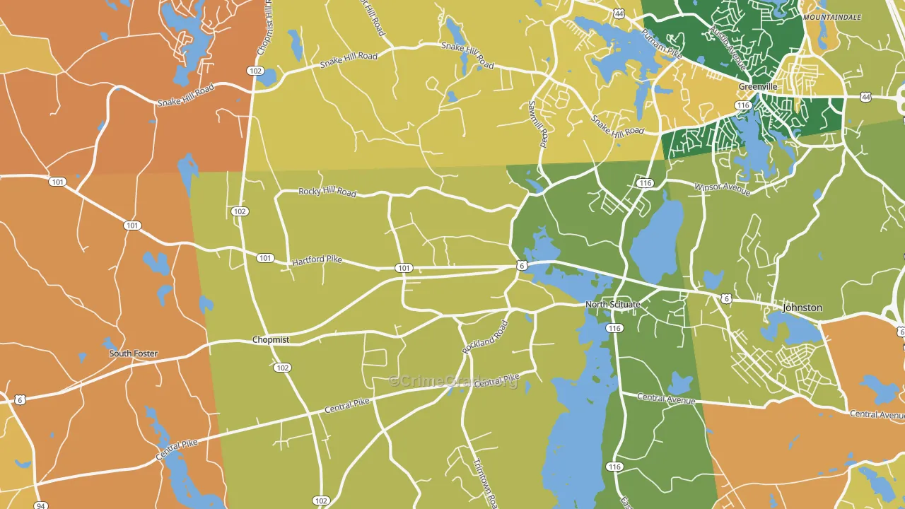 North Scituate, RI Map of Murder Rates