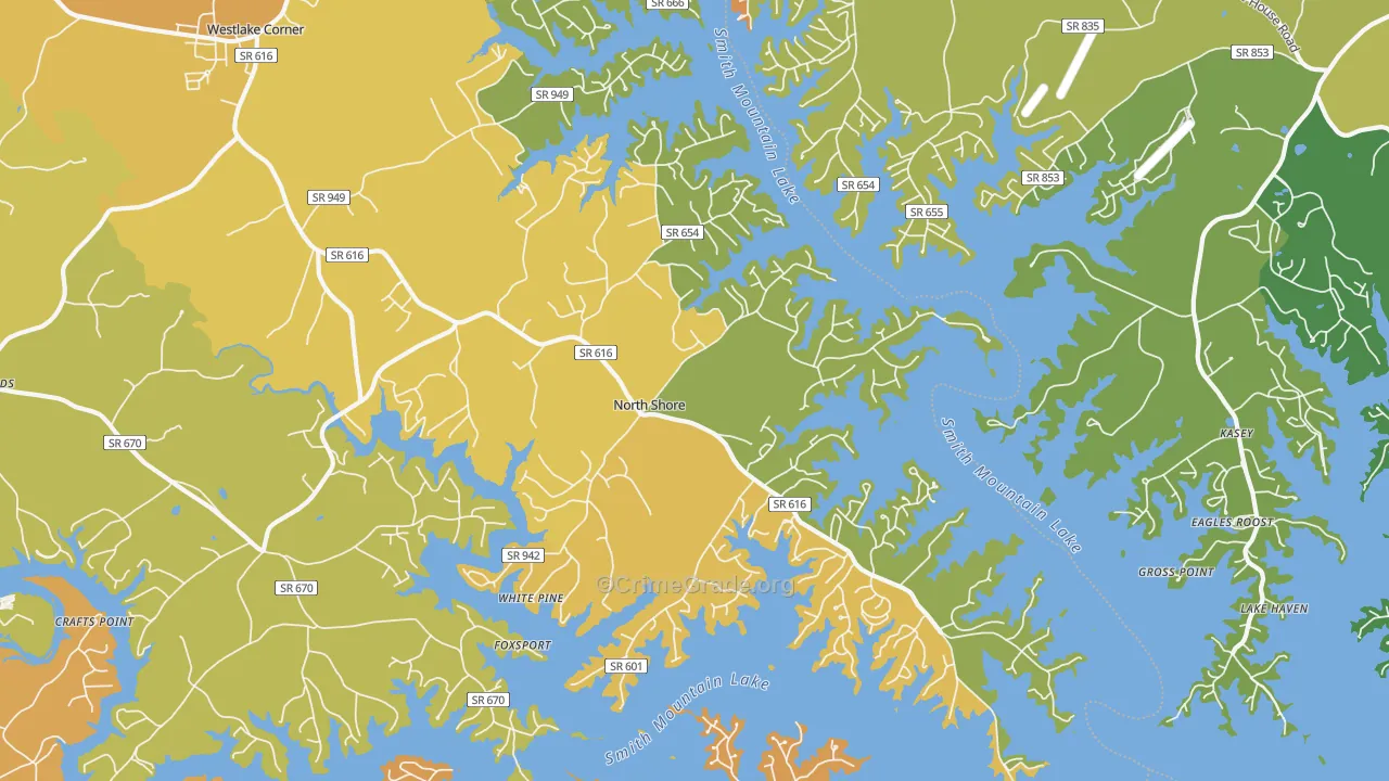 North Shore, VA Map of Murder Rates