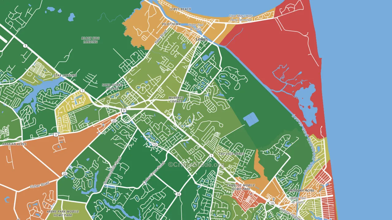North Shores, DE Map of Murder Rates
