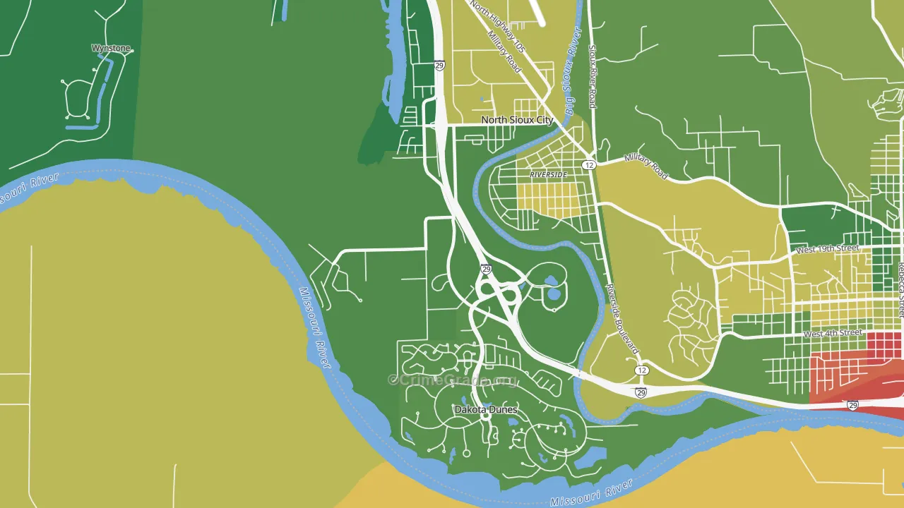 North Sioux City, SD Map of Murder Rates