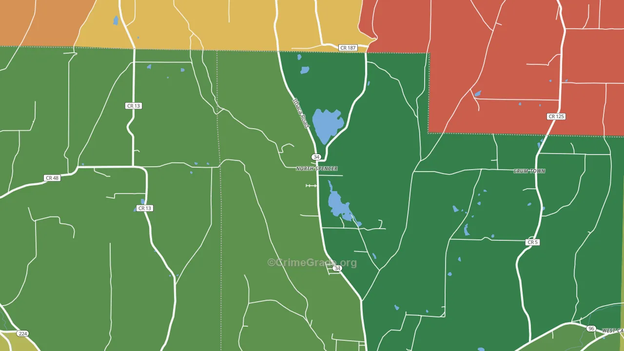 North Spencer, NY Map of Murder Rates