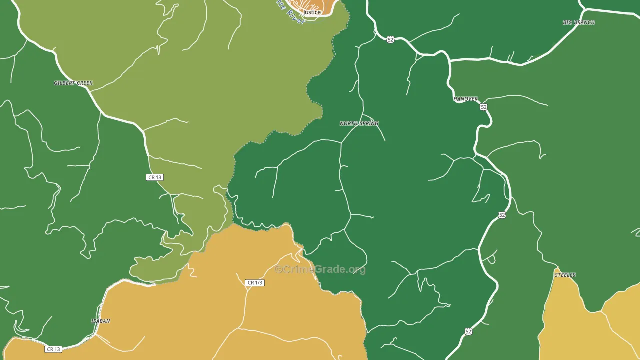 North Spring, WV Map of Murder Rates