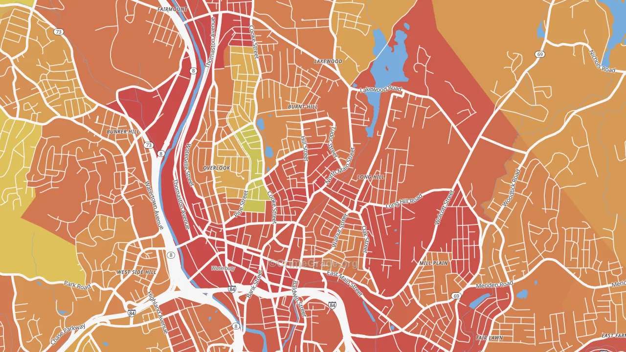North Square, Waterbury, CT Map of Murder Rates