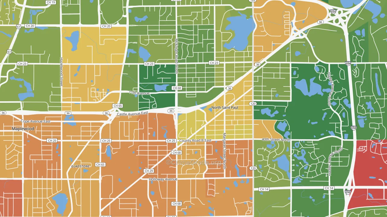 North St. Paul, MN Map of Murder Rates