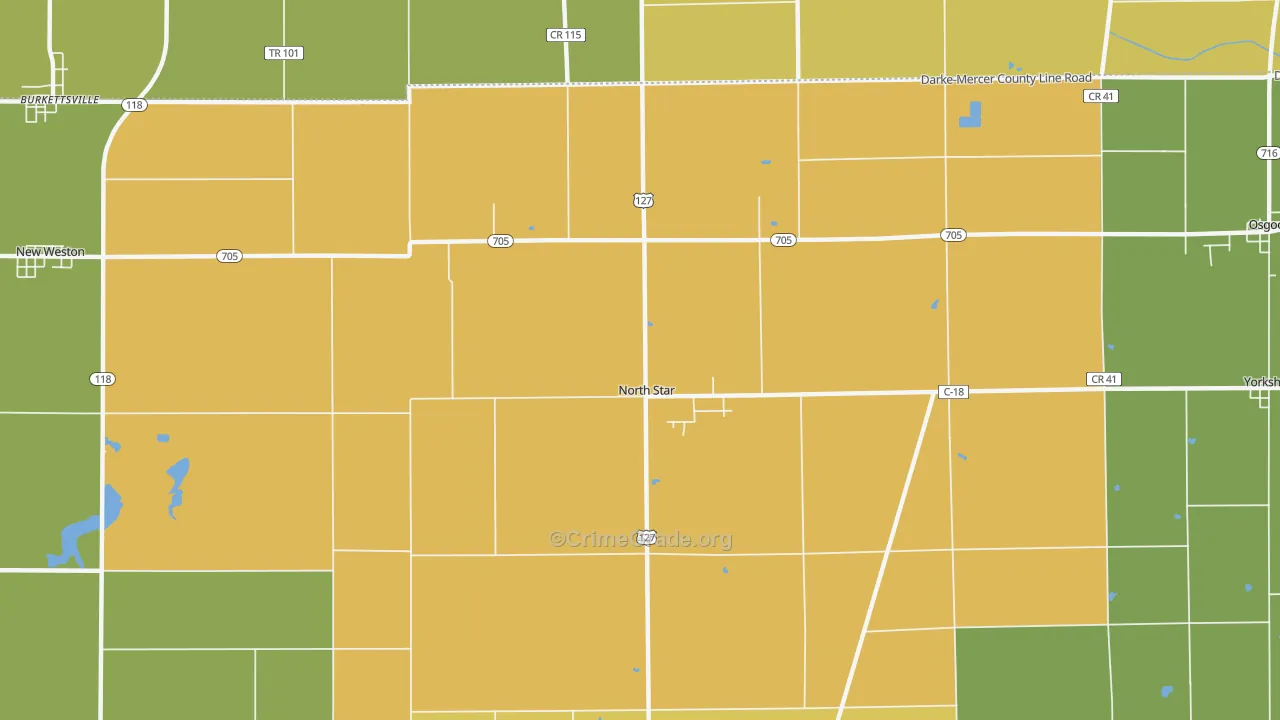 North Star, OH Map of Murder Rates