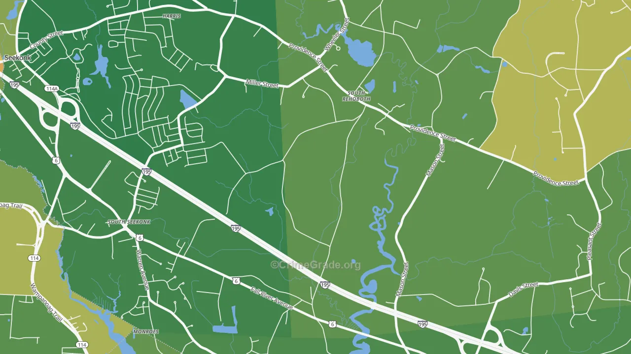 North Swansea, MA Map of Murder Rates