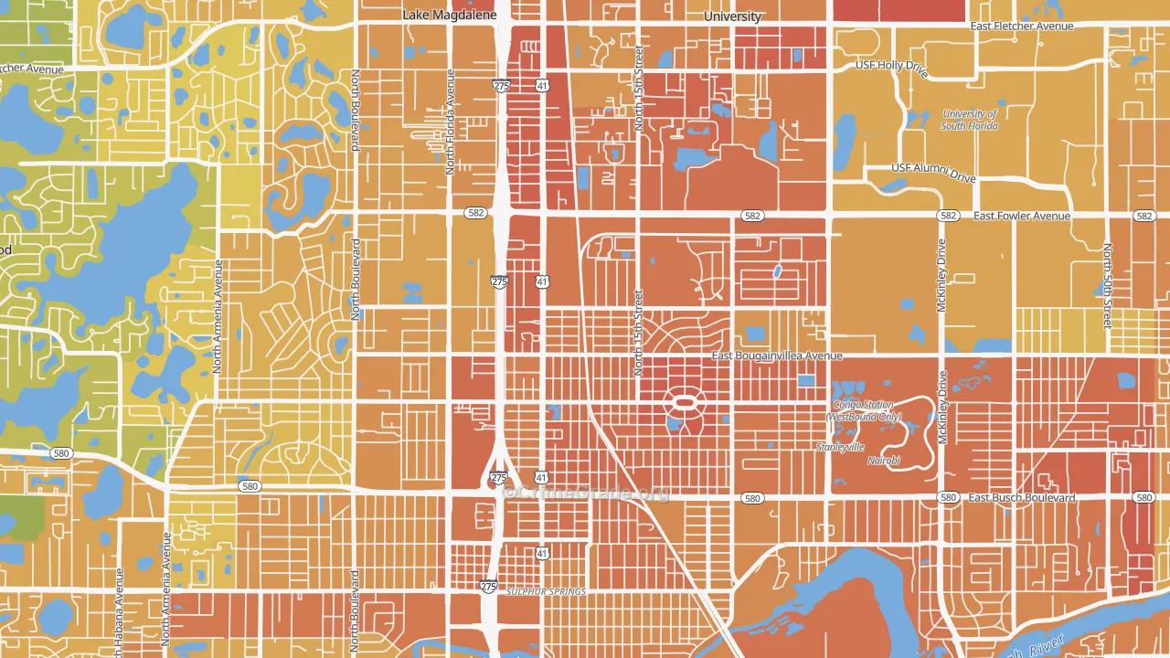 North Tampa, Tampa, FL Map of Murder Rates