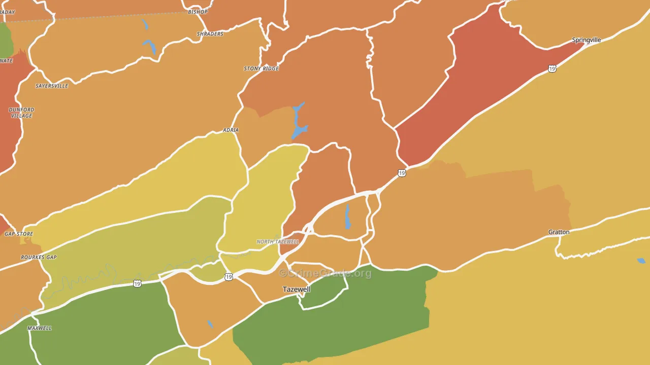 North Tazewell, VA Map of Murder Rates