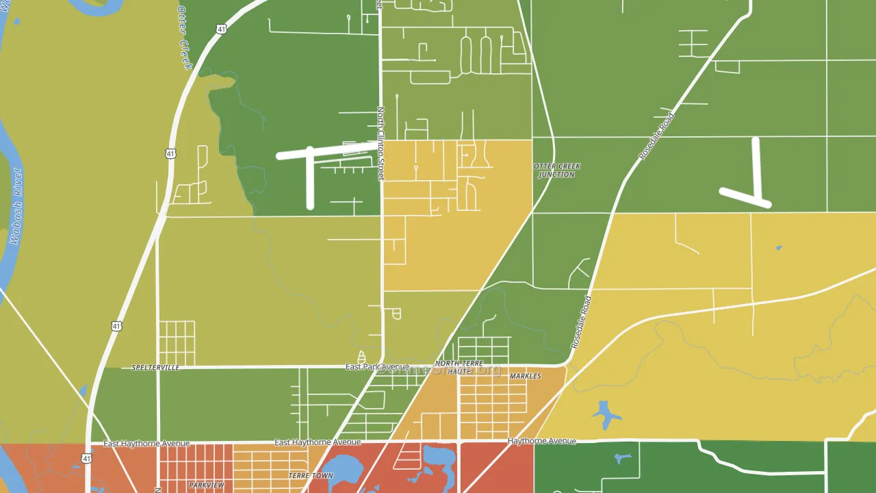 North Terre Haute, IN Map of Murder Rates