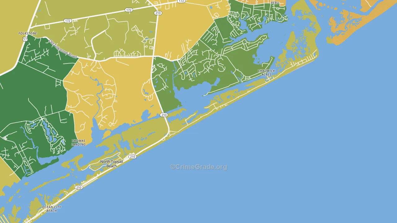 North Topsail Beach, NC Map of Murder Rates
