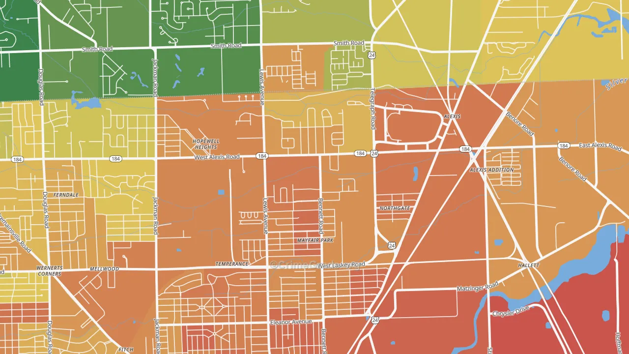 North Towne, Toledo, OH Map of Murder Rates