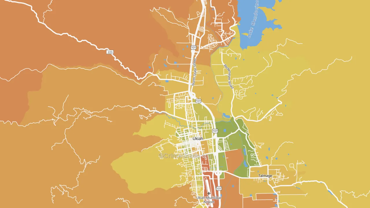 North Ukiah, Ukiah, CA Map of Murder Rates