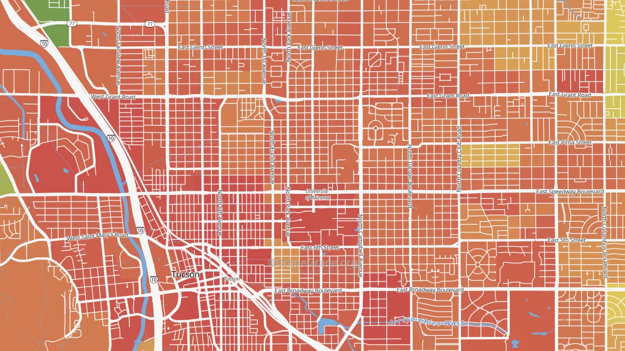 North University, Tucson, AZ Map of Murder Rates