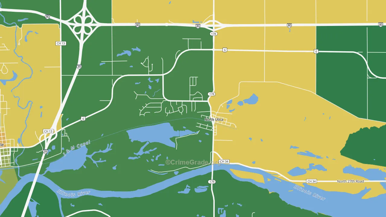 North Utica, IL Map of Murder Rates