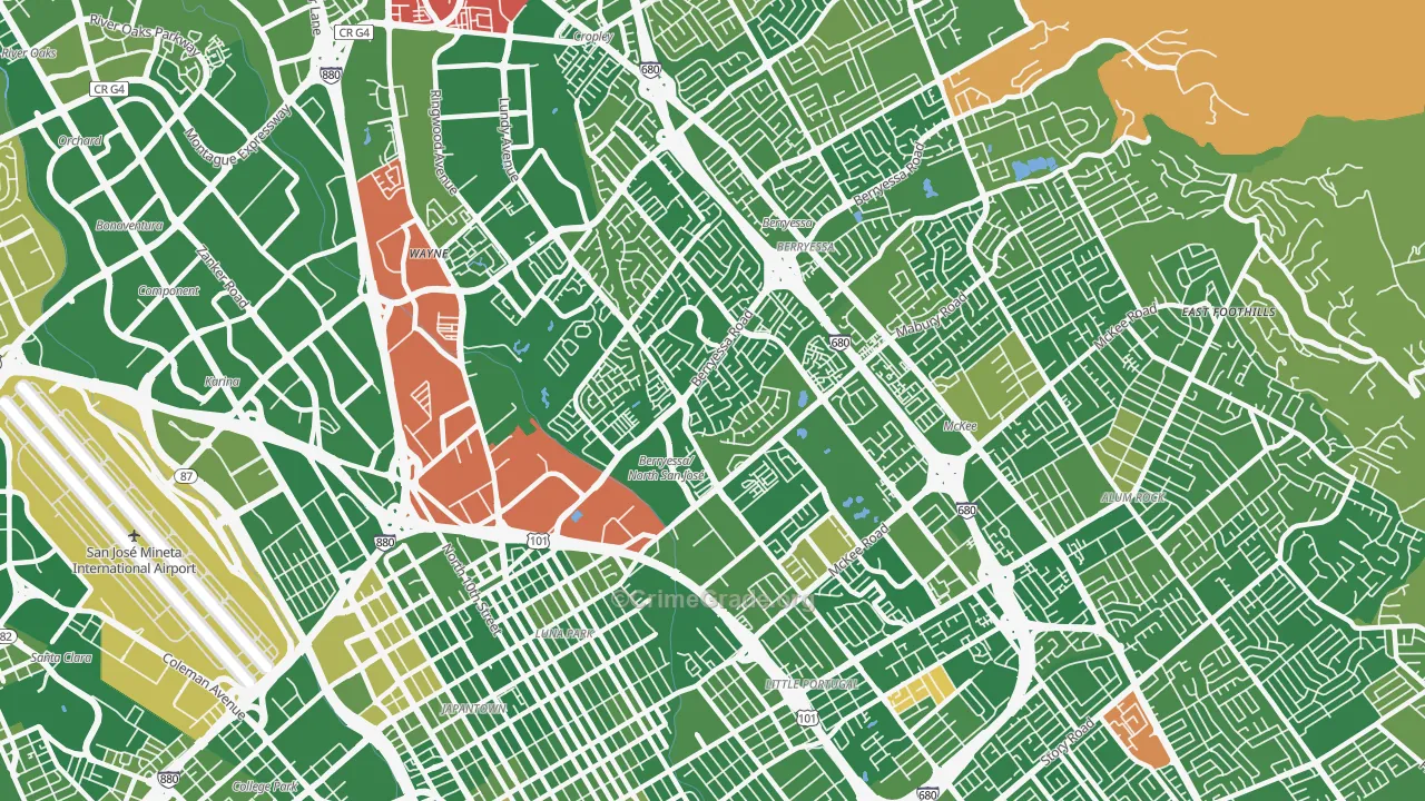 North Valley, San Jose, CA Map of Murder Rates