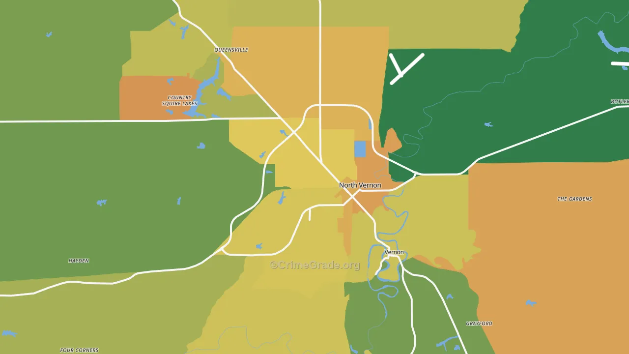 North Vernon, IN Map of Murder Rates