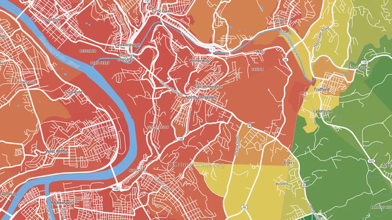 North Versailles, PA Map of Murder Rates