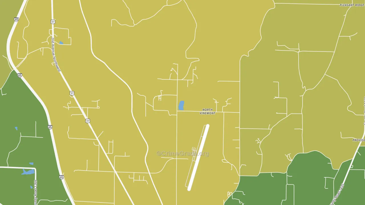 North Vinemont, AL Map of Murder Rates