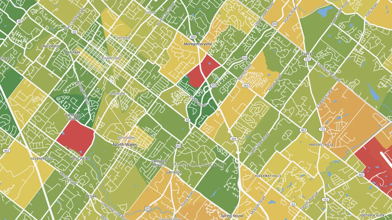 North Wales, PA Map of Murder Rates